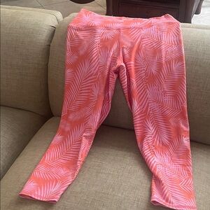 Coral Palm Print Kids Leggings